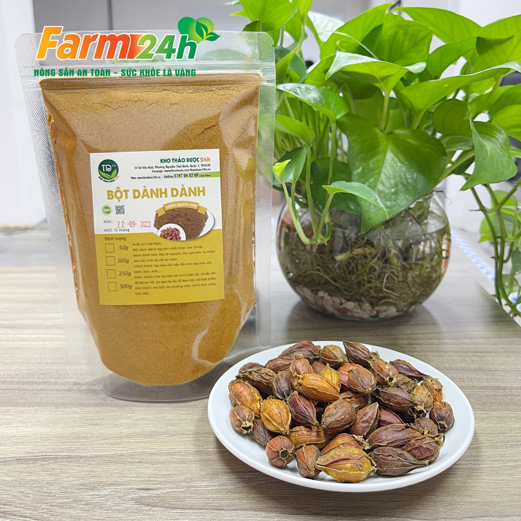 Bột quả dành dành nguyên chất 100%, tạo màu vàng tự nhiên, dùng làm xôi, bánh, thạch chè, rau câu, mứt, ATVSTP