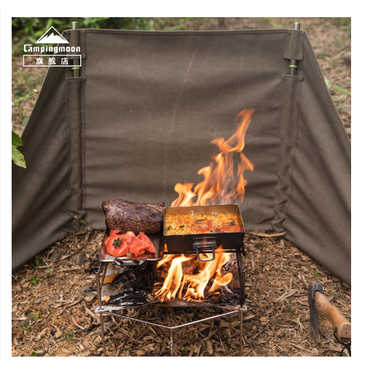 Chảo Inox sâu lòng hình chữ nhật dã ngoại cắm trại Campingmoon DO-17
