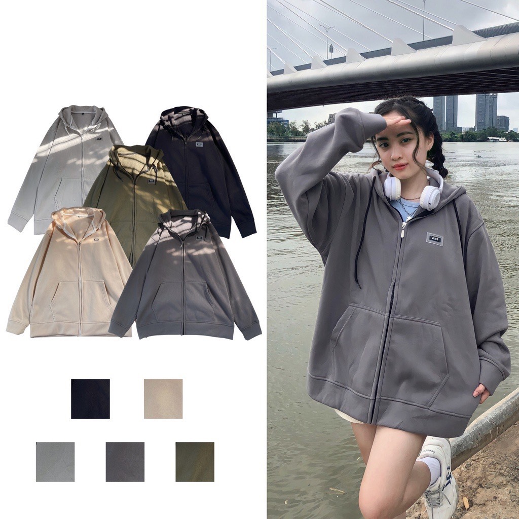 Áo khoác nỉ hoodie dáng rộng unisex nam nữ thêu nổi WZS - Retrostyle.vn - AokhoacniWZS919_P9K9
