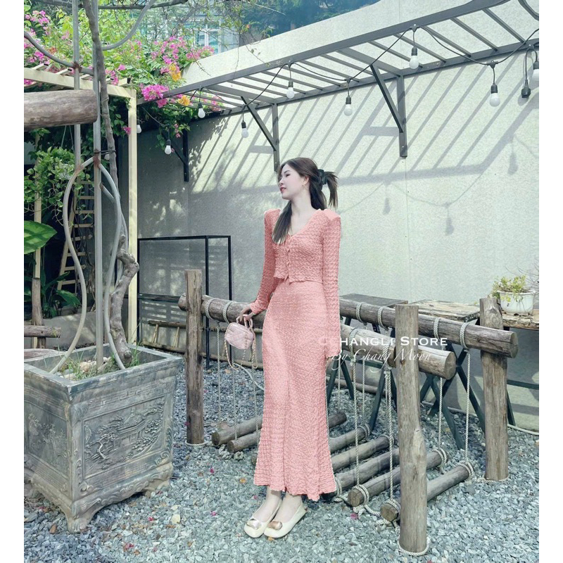 Set áo ren len  tay suông nhỏ  mix chân váy đuôi cá ôm dáng hách eo xịn xò thời trang ZENA Shop