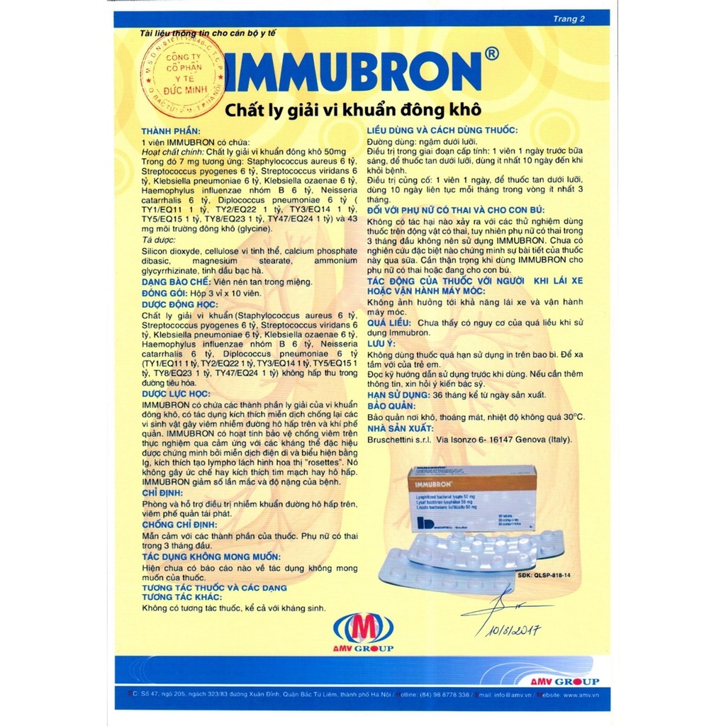 IMUBRON hộp 30 viên - Tăng đề kháng, miễn dịch phòng tránh nhiễm khuẩn hô hấp nhập khẩu Italia