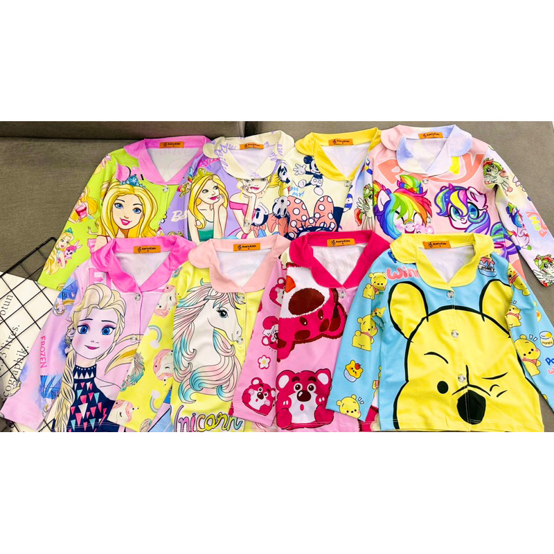 Bộ tay dài quần dài cho bé trai bé gái thun lạnh in hình đẹp size nhí từ 9 đến 22kg