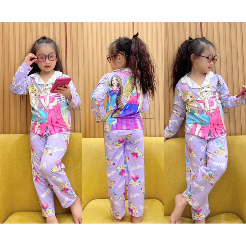 Bộ tay dài quần dài cho bé trai bé gái thun lạnh in hình đẹp size nhí từ 9 đến 22kg