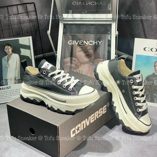 Giày thể thao cv all star 100 trek wave ox black white, giày cv all star cổ thấp đen đế trắng