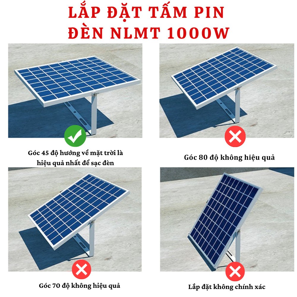 Đèn Năng Lượng Mặt Trời 1000w Wasabi Công Suất Cao Hiển Thị Pin Trên Mặt Đen