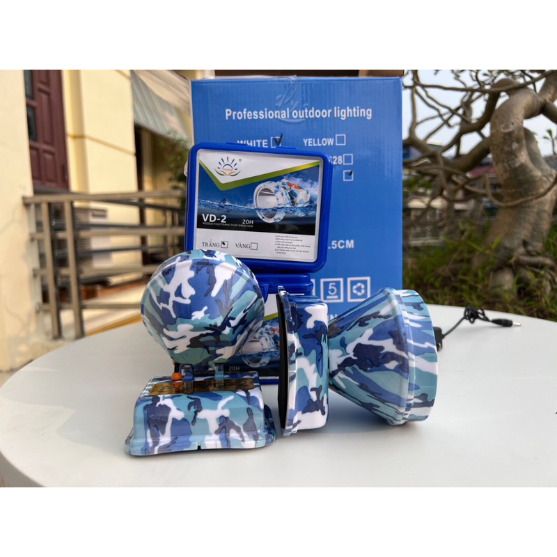 Đèn pin đội đầu VD 2 sáng xa và kèm sạc