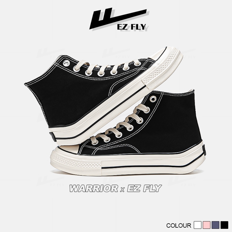 Giày sneaker cổ cao vải canvas thời trang WAR02 , Giày thể thao vải nam nữ , Sneaker cao cổ màu trắn