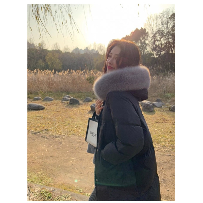 🌷 Áo phao dáng dài áo phao nữ mũ lông có túi thu đông 2023