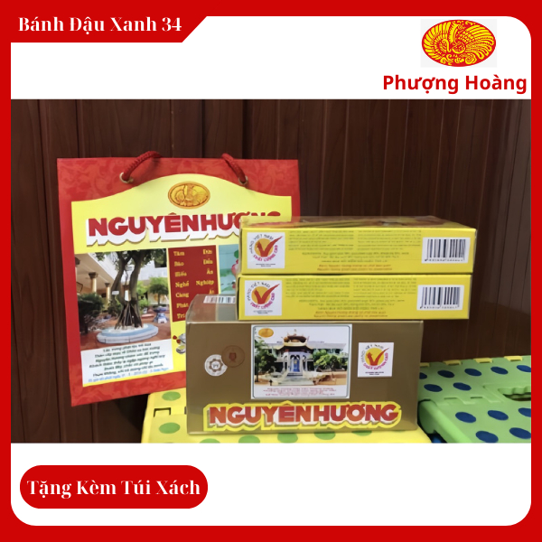 Hộp 2 Phong Bánh Đậu Xanh Nguyên Hương 320Gram (Tặng Kèm Túi Xách)