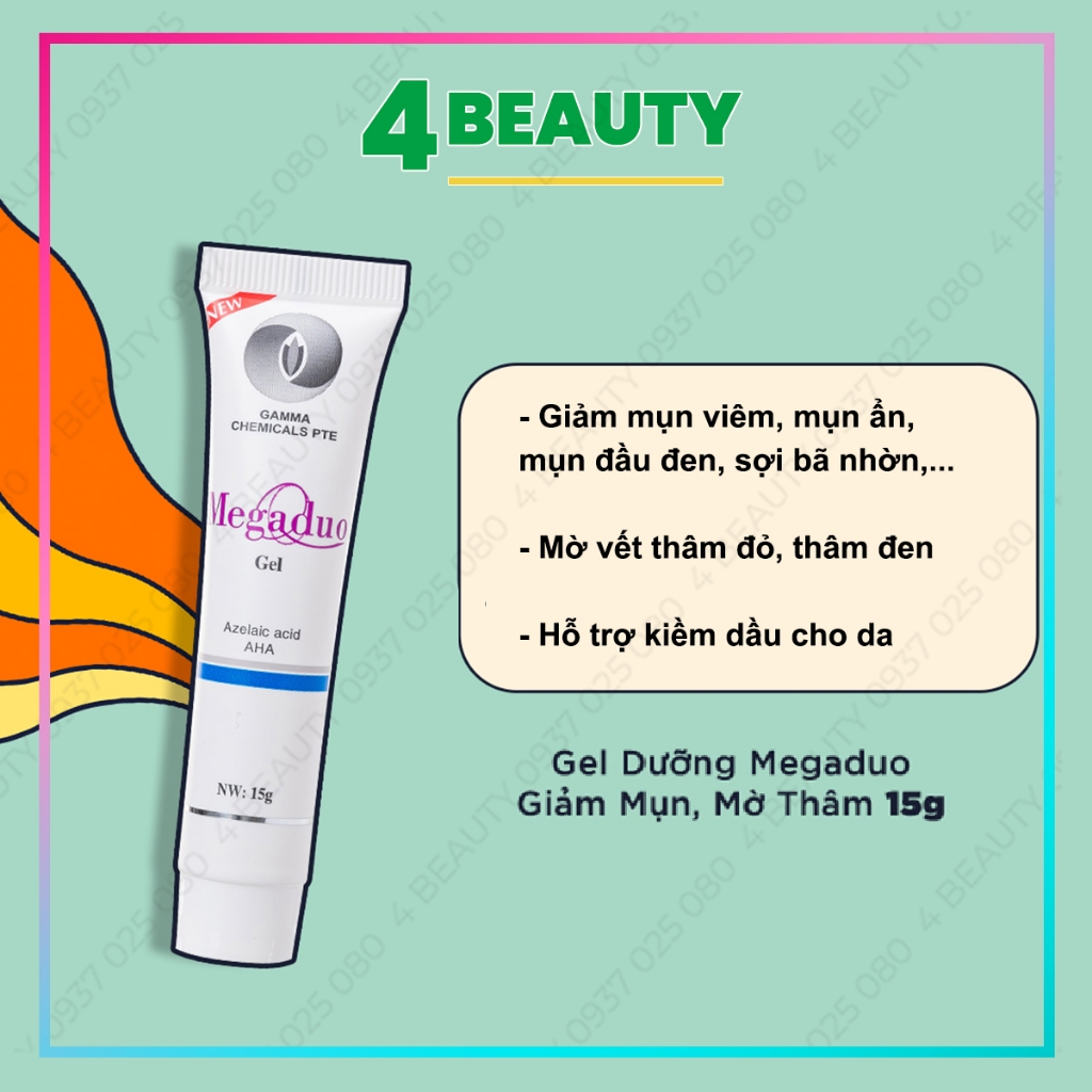 Megaduo Gel giảm mụn, giảm thâm, dưỡng da - Megaduo Azelaic acid & Glycolic acid  Gel 15g