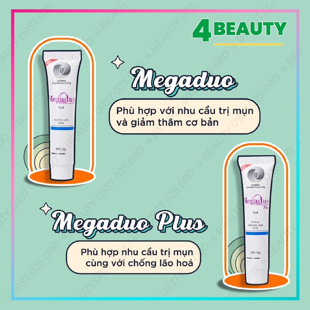 Megaduo Gel giảm mụn, giảm thâm, dưỡng da - Megaduo Azelaic acid & Glycolic acid  Gel 15g