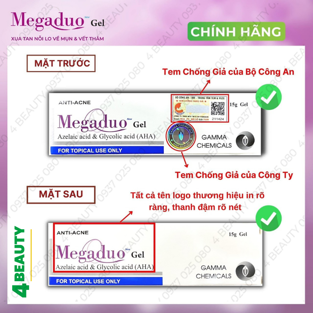 Megaduo Gel giảm mụn, giảm thâm, dưỡng da - Megaduo Azelaic acid & Glycolic acid  Gel 15g