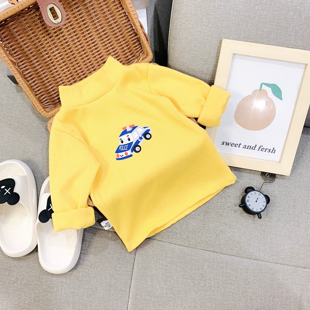 Áo giữ nhiệt cổ cao 3 phân cho bé Trai, áo thu đông chất len tăm cho bé gái từ 7-19kg