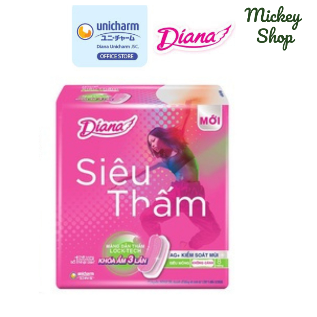 Băng Vệ Sinh Diana Siêu thấm Siêu mỏng gói 8 miếng / 20 miếng