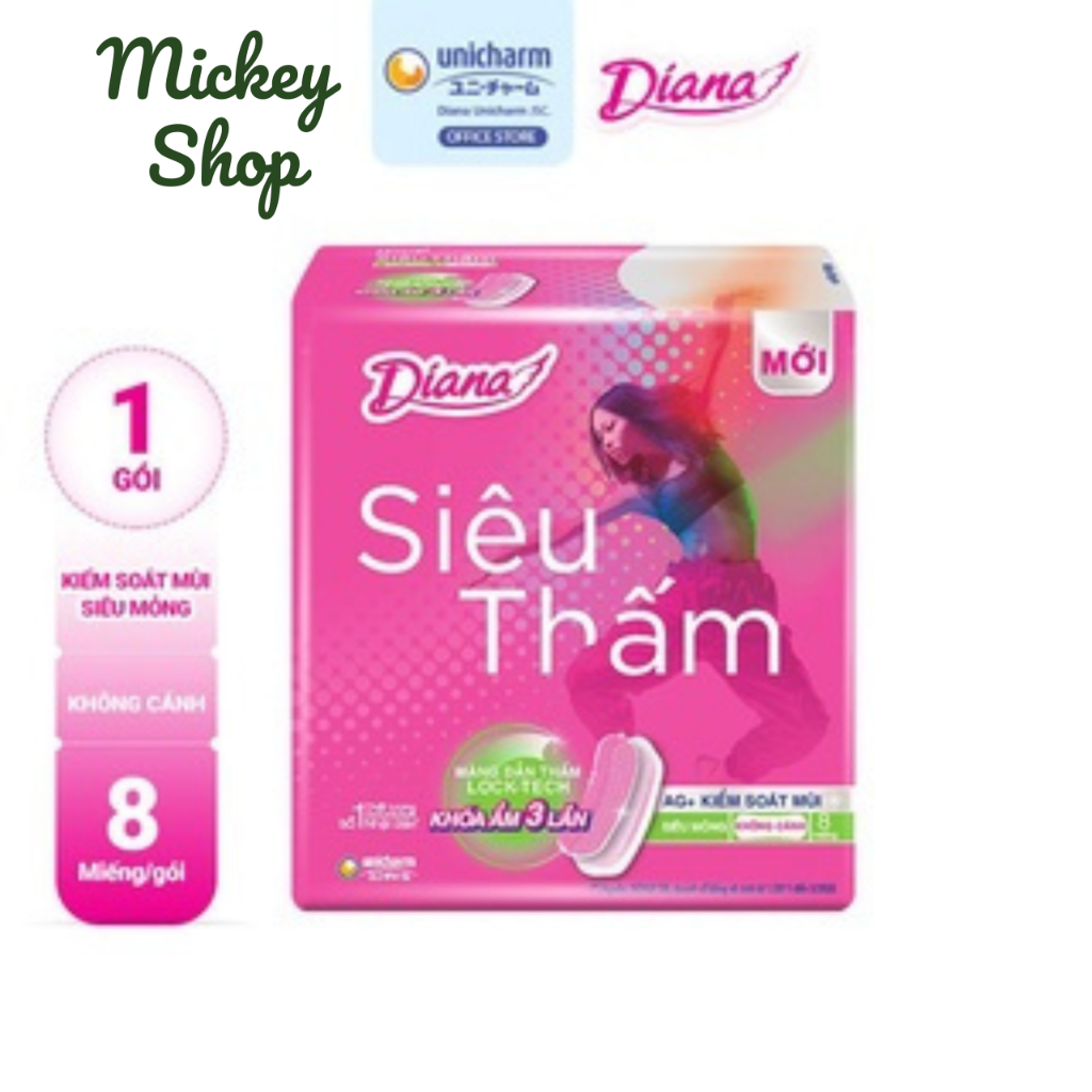 Băng Vệ Sinh Diana Siêu thấm Siêu mỏng gói 8 miếng / 20 miếng