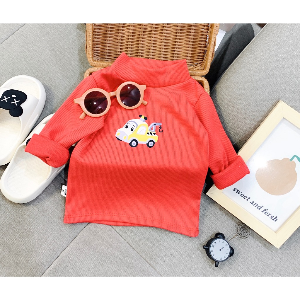 Áo giữ nhiệt cổ cao 3 phân cho bé Trai, áo thu đông chất len tăm cho bé gái từ 7-19kg