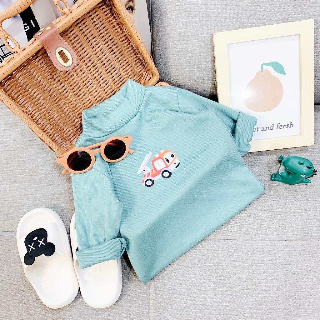 Áo giữ nhiệt cổ cao 3 phân cho bé Trai, áo thu đông chất len tăm cho bé gái từ 7-19kg