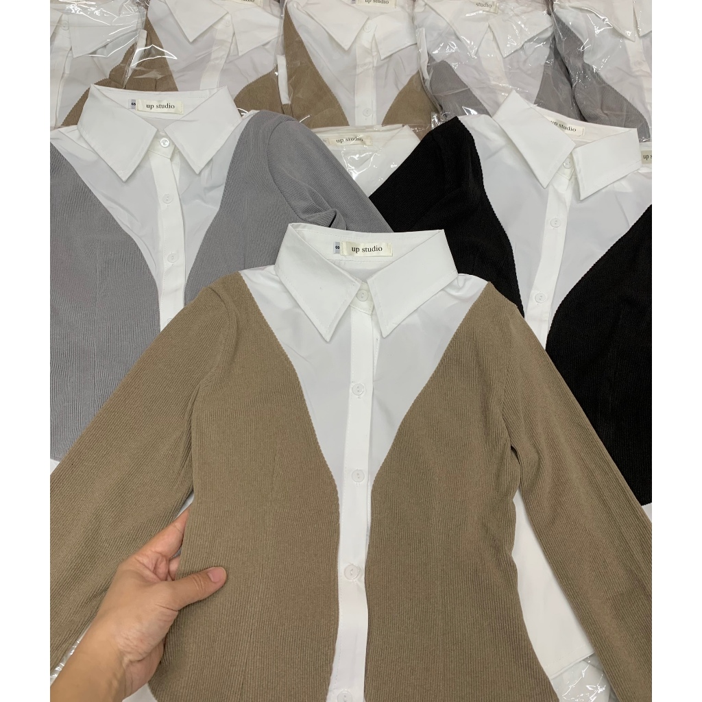 Áo nhung tăm ly eo phối sơ mi A8741 cao cấp phong cách trẻ trung năng động siêu cá tính,thanh lịch chốn công sở- BENNORA