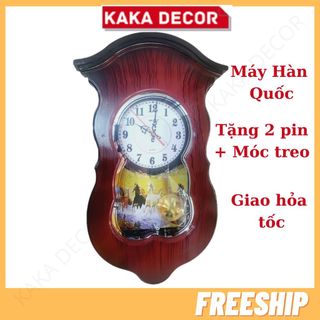 Đồng hồ treo tường quả lắc gợn sóng decor trang trí, đồng hồ mã đáo thành công phong thủy độc đáo
