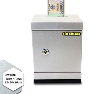  Két sắt mini Tủ đựng tiền tiết kiệm SAFEBOXX Kích thước 12x15x20cm Trọng lượng 1300g khóa chìa 