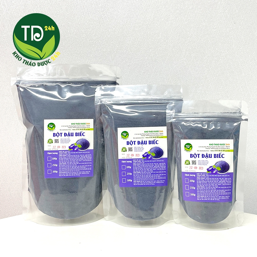 Bột hoa đậu biếc nguyên chất 100%, dùng nấu xôi, làm bánh, chè, rau câu, thạch dừa, tạo màu và mùi tự nhiên ATVSTP