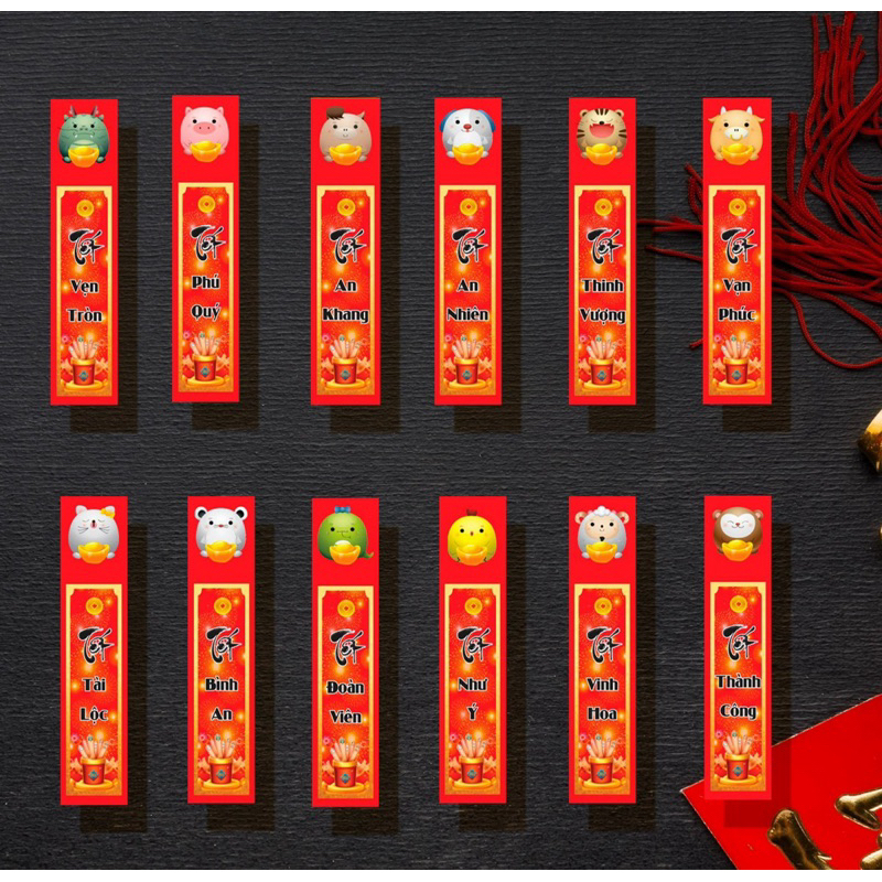 Bao Lì Xì Gieo Quẻ Cáng Bóng, Hộp 12 Quẻ, Bao Lì Xì Tết