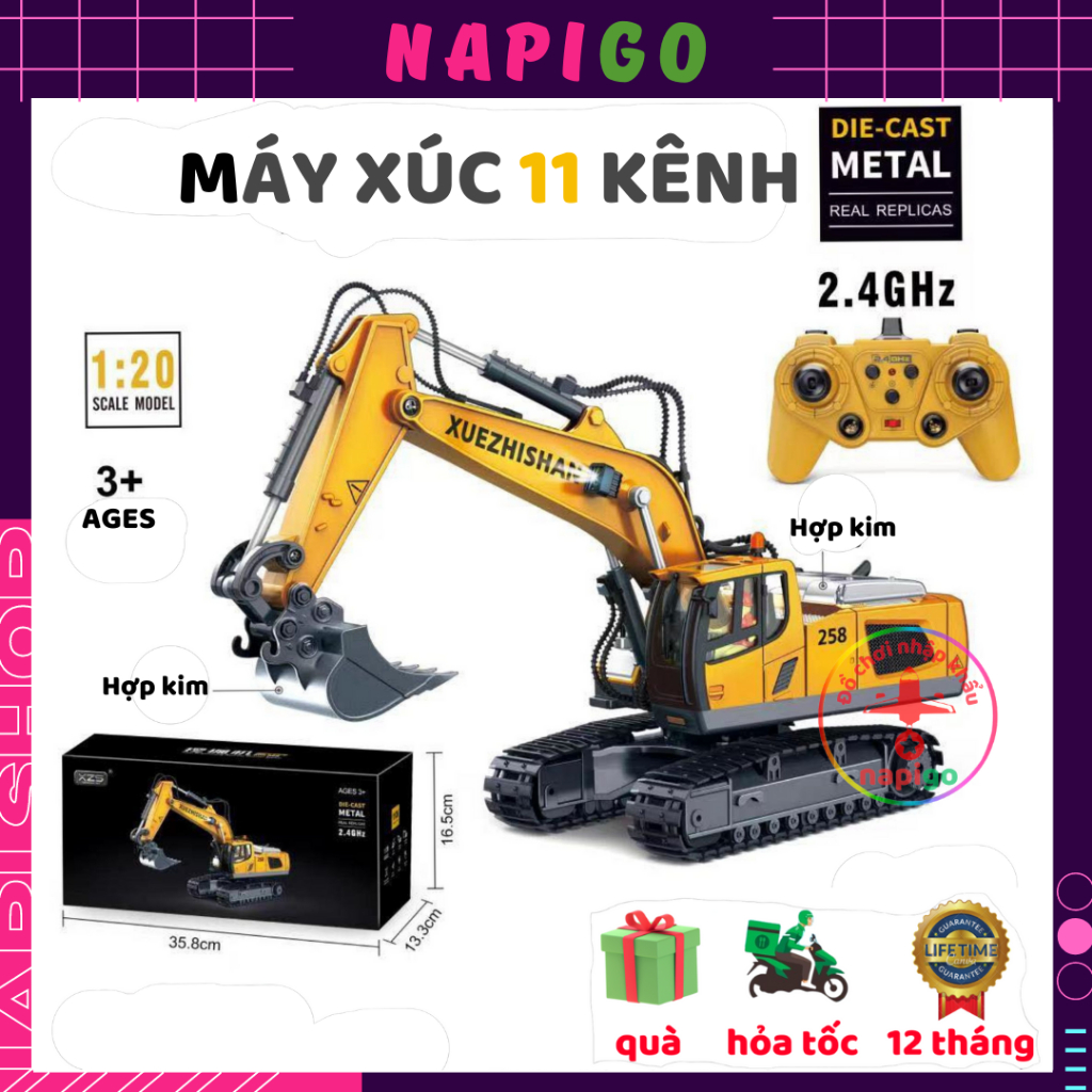 [Mã INBAU403 giảm 40K đơn 249K] Máy xúc điều khiển từ xa YIGONG 11 kênh gầu hợp kim tỉ lệ 1:20