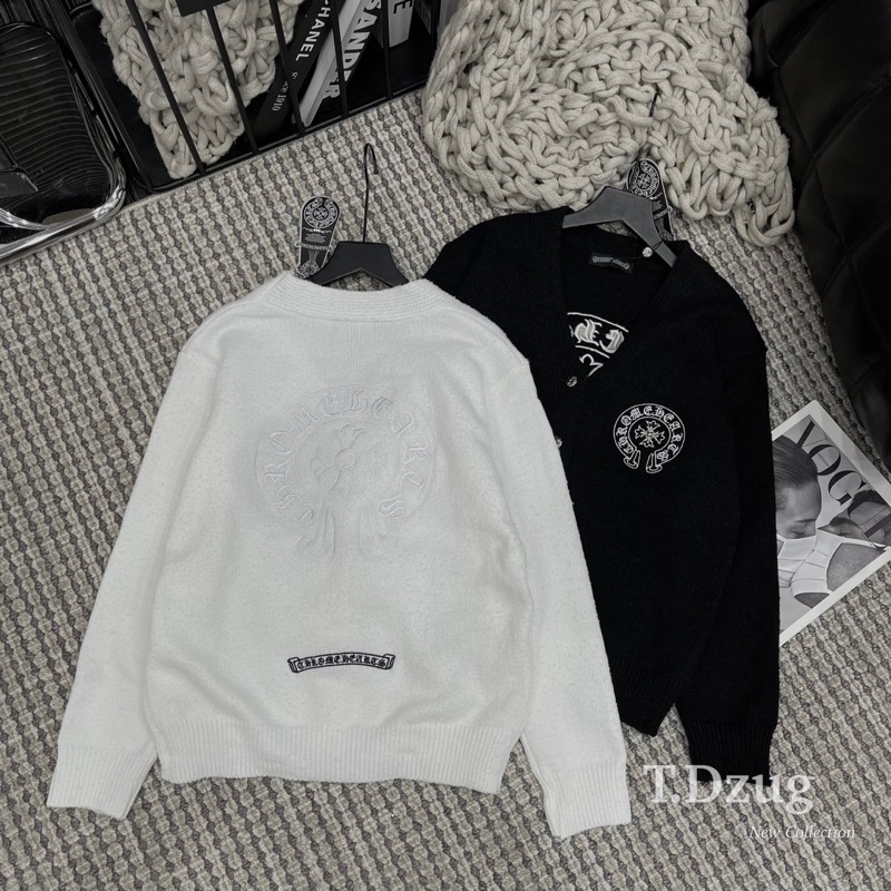 Áo Khoác Cadigan Len Thêu Chrome