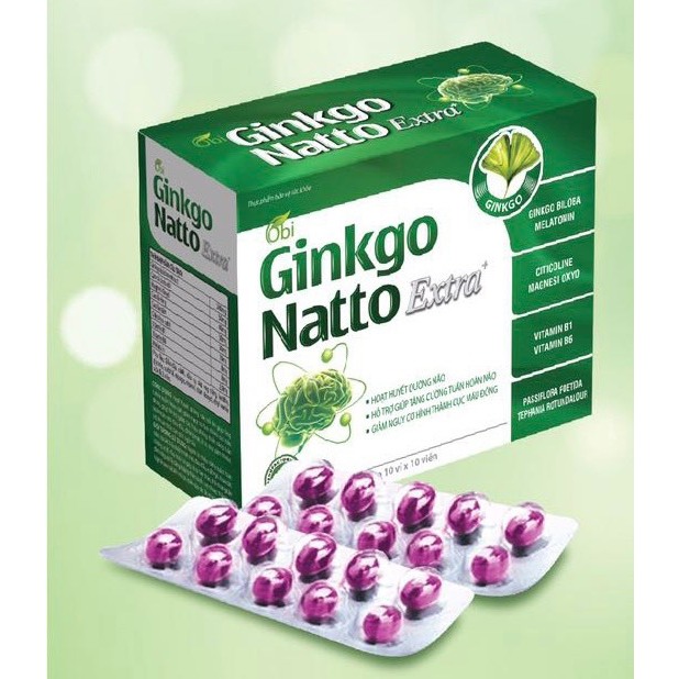 Viên uống bổ não Ginkgo natto extra hộp 100 viên giúp lưu thông máu lên não