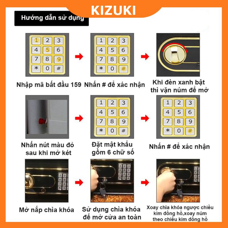 Két Sắt Mini Thông Minh Khóa Điện Tử Cao Cấp - Két Sắt Mini Sơn Tĩnh Điện An Toàn Chống Cháy KT :20X20X31cm