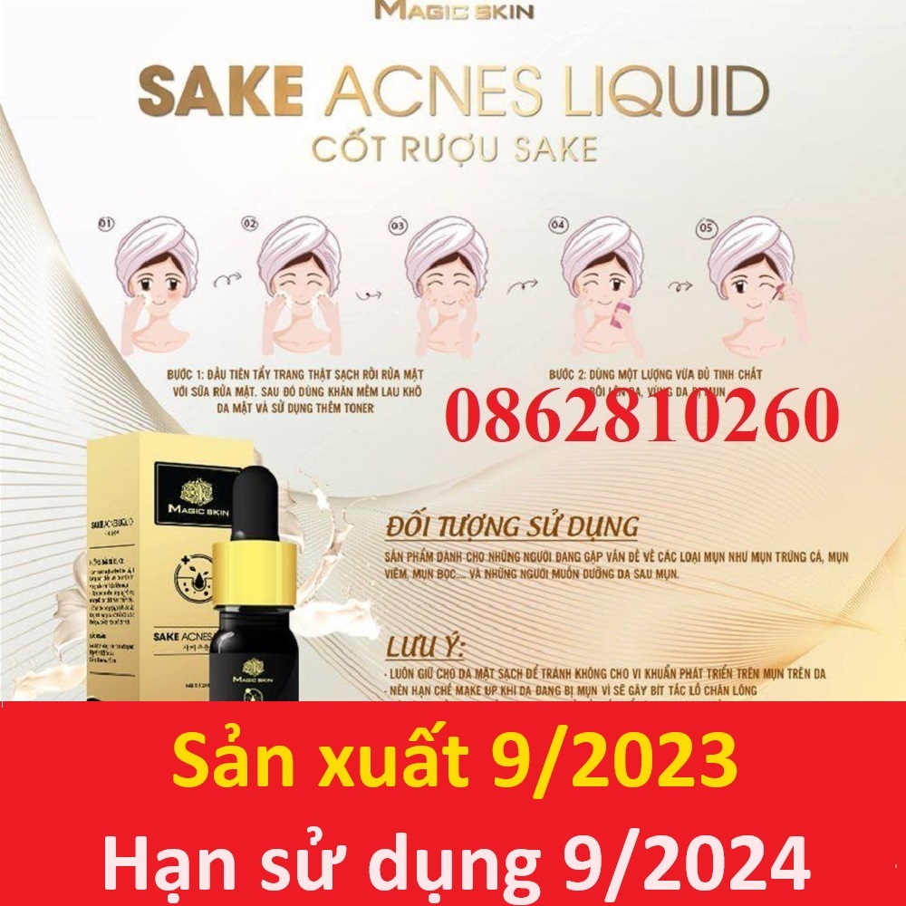 SAKE ACNES LIQUID | Serum Mụn KHÔNG SƯNG cốt rượu sake | CHÍNH HÃNG Magic Skin