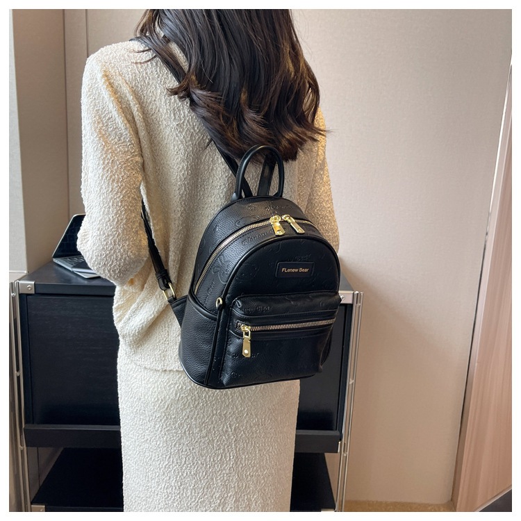 Balo nữ mini da pu đi học đi chơi in hình gấu cute dễ thương phong cách thời trang hàn quốc Miss bags BLD 256