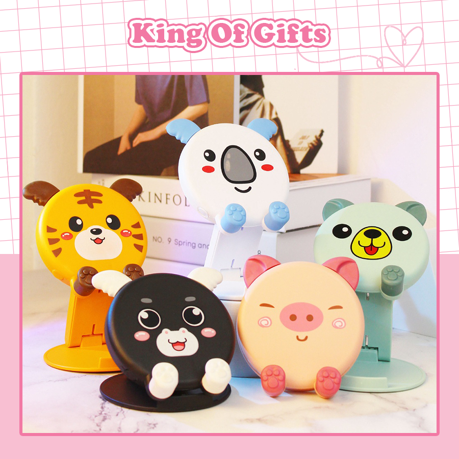 Giá đỡ điện thoại tản nhiệt livestream xếp gọn hình thú dễ thương để bàn đáng yêu King of Gifts