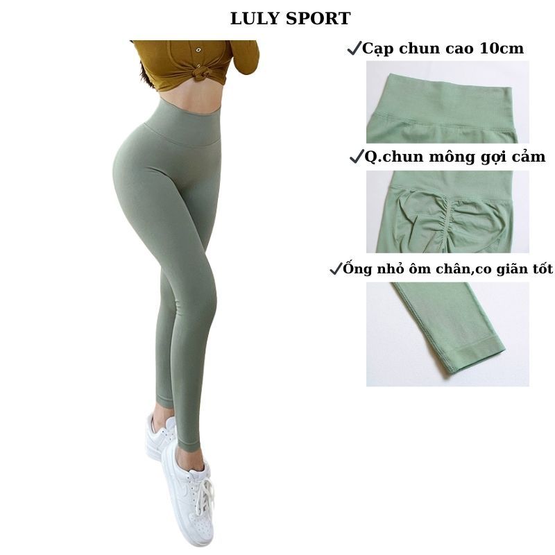 Quần dài tập Gym,Yoga LULY SPORT chất dệt kim chun mông, co giãn tốt, thấm hút mồ hôi