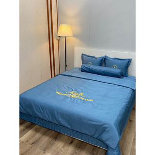 Bộ chăn ga 5 món Chất liệu phi lụa silk mềm mại
