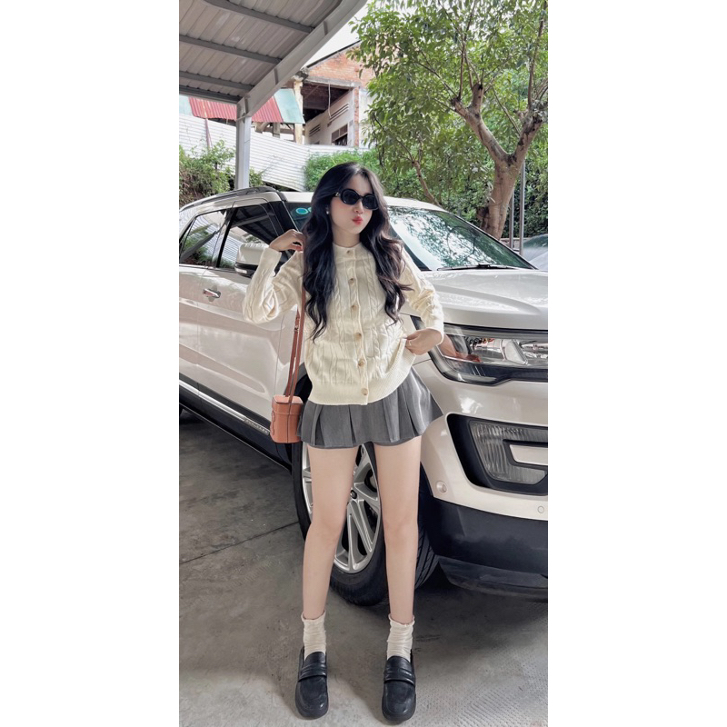 ẢNH THẬT: ÁO KHOÁC LEN CADIGAN VẶN THỪNG THÊU HÌNH NGỰA HÀNG QC loại 1