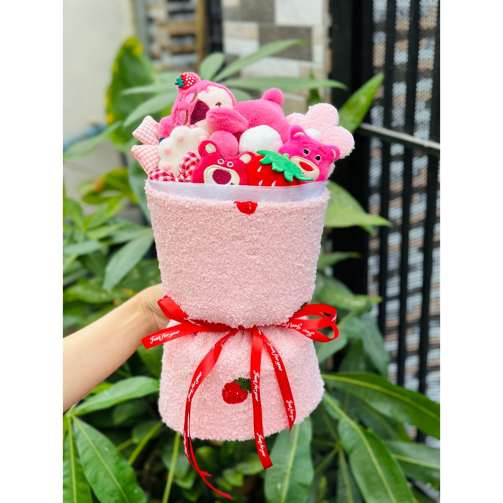 Bó Hoa Gấu Dâu Lotso, Stitch Tím Nhồi Bông Quà Cao Cấp