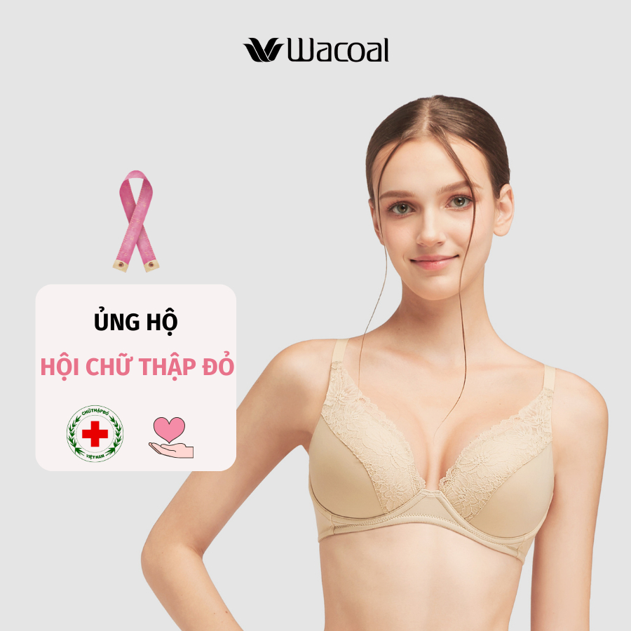 Áo lót Wacoal ISFB332 không gọng, nâng đẩy, ren, chống chảy xệ - Lecien