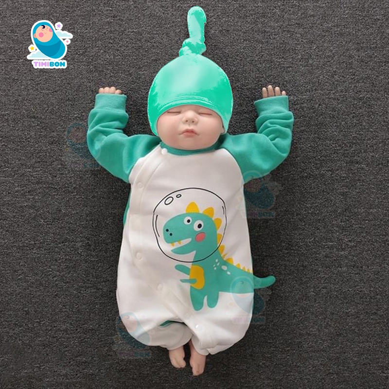 Quần Áo Trẻ Em Sơ Sinh Bộ Đồ Liền Thân Dài Tay Chất Cotton Bodysuit Hình Thú Cho Bé Trai Bé Gái