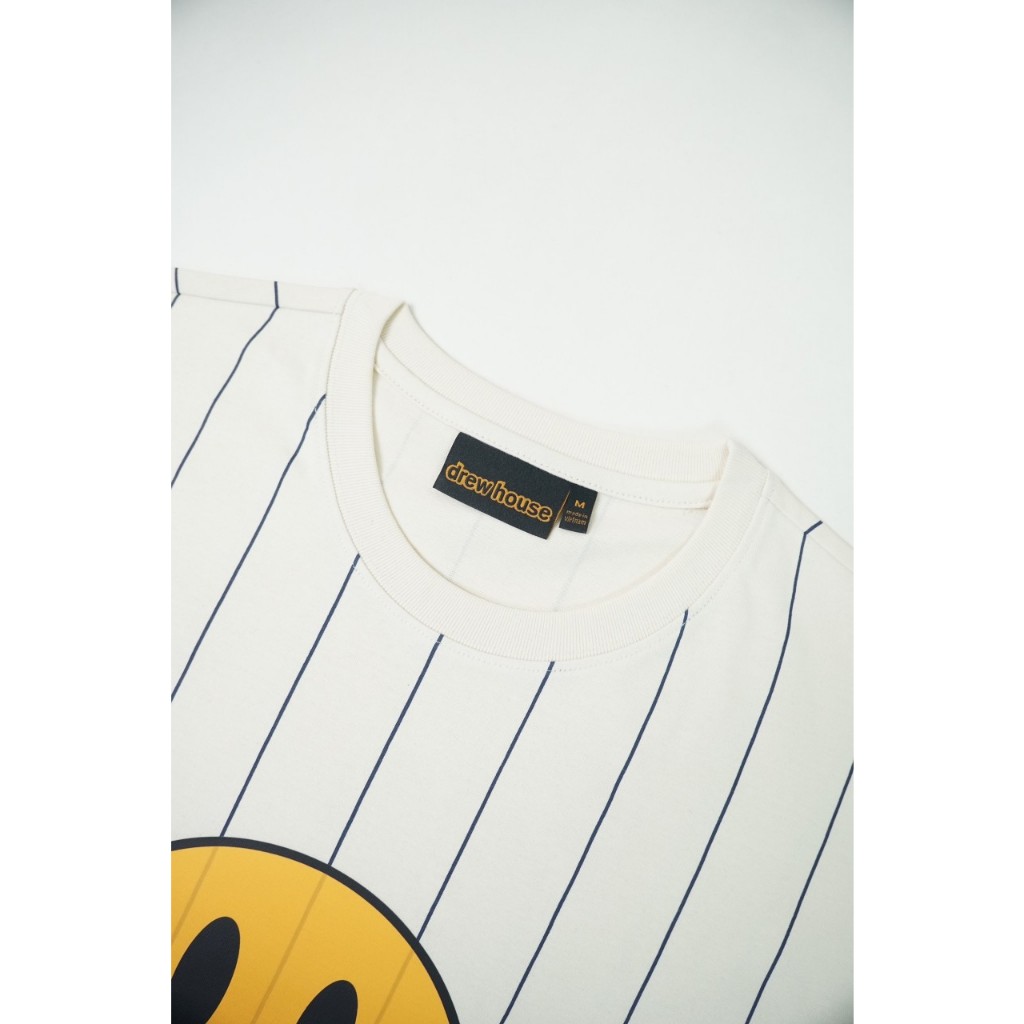 Áo thun  mặt  tròn cười kẻ sọc nam nữ form rộng tay lỡ vải cotton organic phong cách đường phố  hàng cao cấp Bestquality