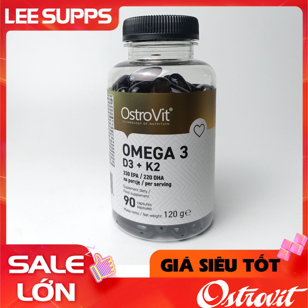 Viên dầu cá Omega 3 D3 K2 Ostrovit 90 Viên - Bổ sung vitamin D3 K2 E chất béo tốt