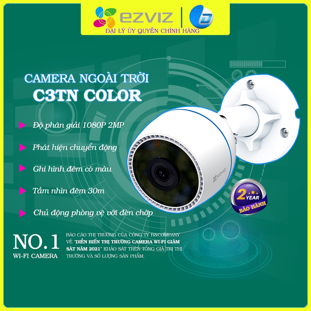 Camera wifi Ezviz ngoài trời C3TN 2MP/3MP 2K chính hãng, đàm thoại 2 chiều, màu đêm