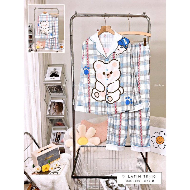 MẪU MỚI Đồ Bộ Mặc Nhà Pijama Boo Boo Lụa Latin Form Tay Dài Quần Dài 40-60 kg [Hàng Cao Cấp]