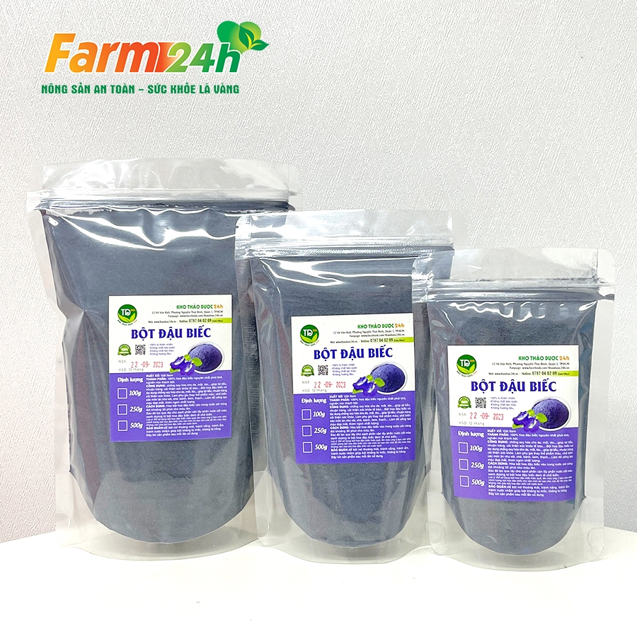 Bột hoa đậu biếc nguyên chất 100%, dùng nấu xôi, làm bánh, chè, rau câu, thạch dừa, tạo màu, mùi tự nhiên ATVSTP