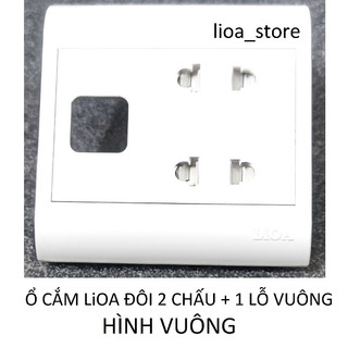 Ô CẮM (ĐON  VÀ  ĐÔI) 2 CHẤU VUÔNG VỚI 1 VÀ 2 LỖ VUÔNG LiOA
