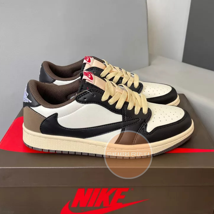 Giày Jordan 1 Low Travis Dark Mocha ( Móc ngược ) " Da phấn " BẢN CAO CẤP | Fullbox - Kèm dây