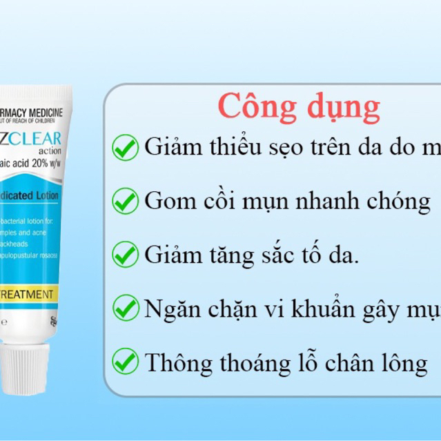 Kem bôi đa năng Azclear 20% Azelaic acid giảm mụn, mờ thâm .