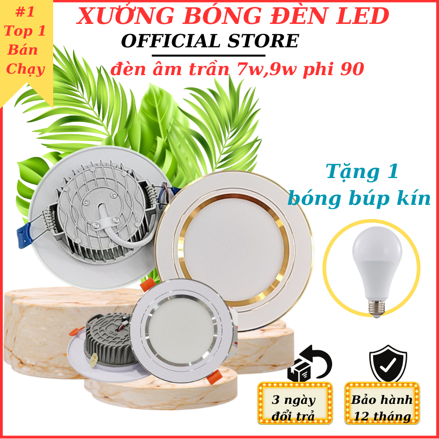Đèn Âm Trần , ĐÈN LED ÂM TRẦN đế đúc   Phi 90 Liền Nguồn 3 Chế Độ Ánh Sáng