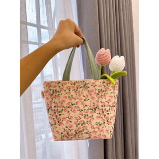 🌸Túi vải nhung ba lớp xách tay điệu đà phong cách Hàn Quốc