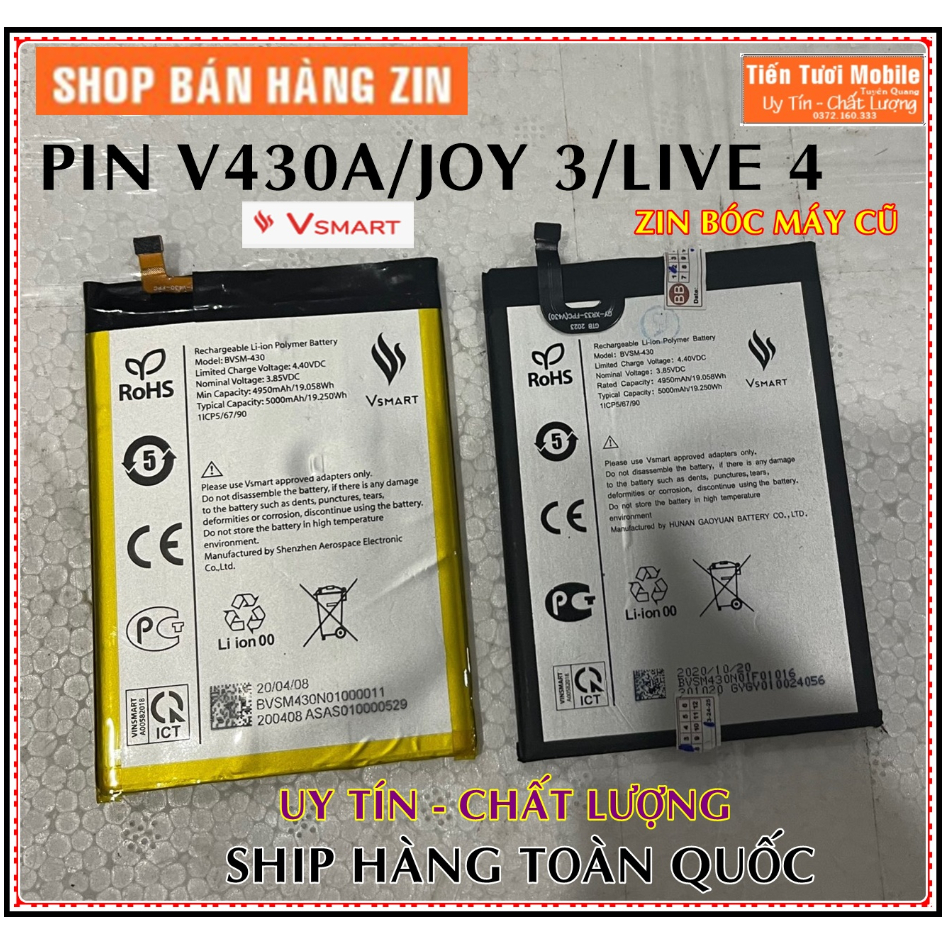 Pin Joy 3/V430A/LIVE 4 VSMART  zin
